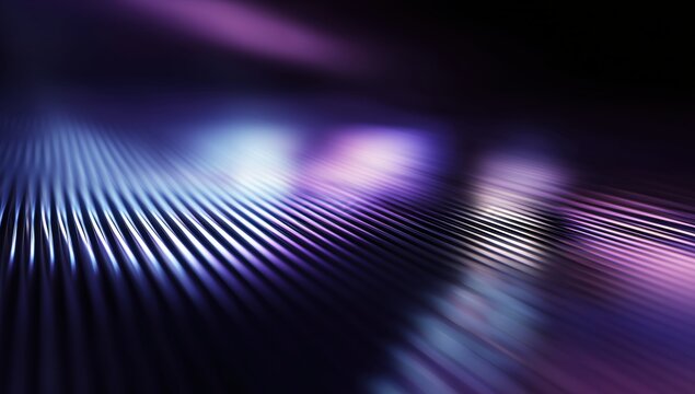 abstract background with purple and blue stripes on a black, gradient background, glass texture metallic surface Generative AI