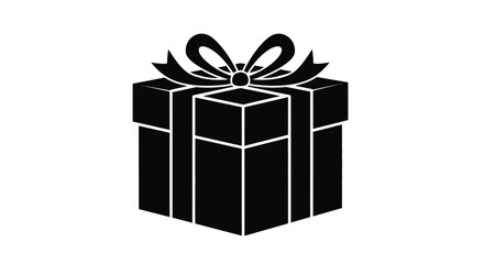 Fototapeta premium Black gift box with a bow a striking silhouette