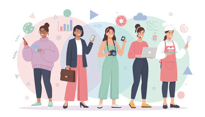 Obraz premium Diverse Women in Various Professions - A Celebration of Female Empowerment.