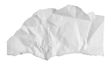 White paper pieces with ragged torn edges and curled corners. Isolated ripped sheets ideal for creative note designs and craft projects.