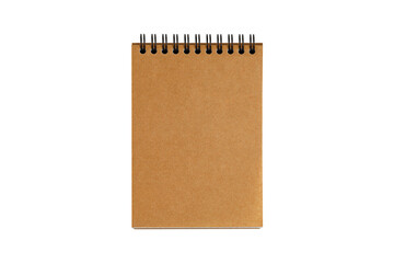 Spiral notebook mockup with blank pages and cardboard cover on white background. Perfect template for stationery branding, journal design, or notepad presentation projects.
