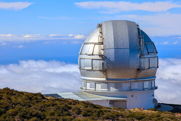 Fototapeta premium Scenic view of the astronomical observatory near the Caldera de Taburiente National Park on La Palma island, Spain, Europe