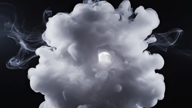 White smoke or ink cloud on black background