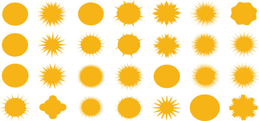 A vibrant arrangement of orange shapes and patterns in a grid formation viewed from directly above