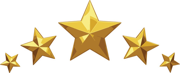 Golden stars arranged in a scattered pattern on a plain surface viewed from a straightforward angle