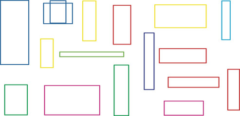 Geometric shapes arranged randomly in a minimalist composition viewed from directly above