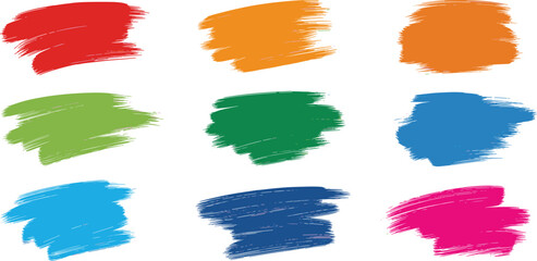 Vibrant brush strokes of various colors arranged in a grid pattern on a clean surface