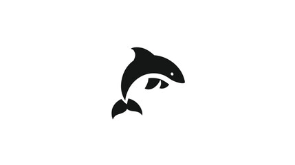 Obraz premium A black and white illustration of a stylized orca or dolphin jumping from the water