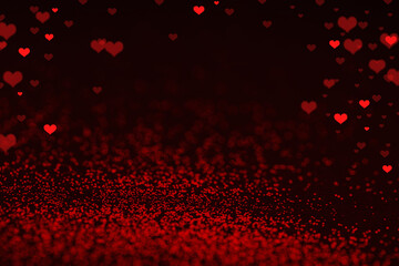 St. Valentine's day background with shiny glitter and hearts. Greeting card or poster design