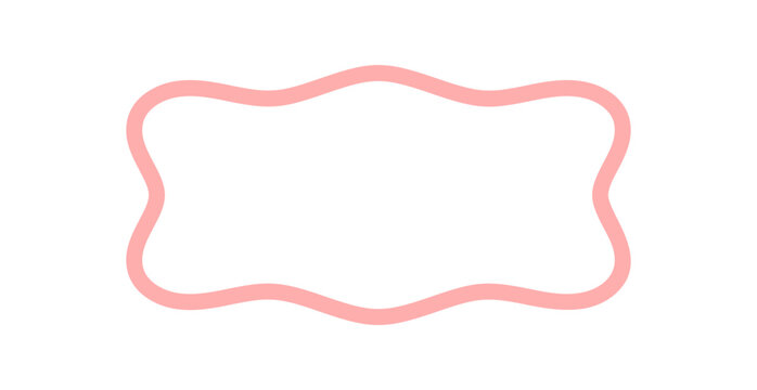 Groovy retro curvy rectangle outline frame with wavy pink border style. Abstract shape and stylish y2k line, modern form for graphic backgrounds and trendy design contexts.