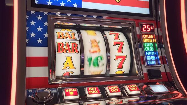 Slot machine with American flag design