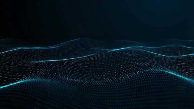 Abstract Blue Digital Wave Grid Motion Background