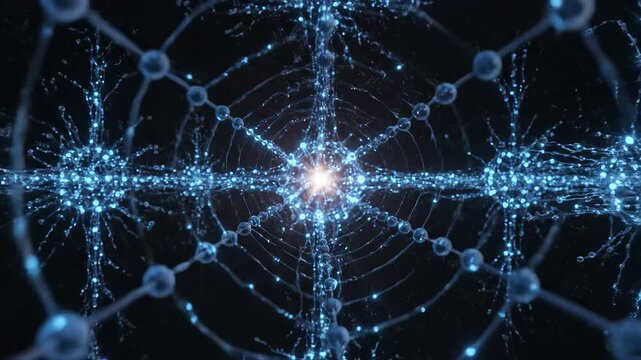 Abstract network of glowing blue nodes