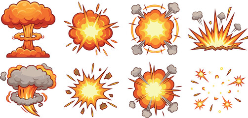 Animated Explosion Effects Collection for Games and Comics with Bombs, Smoke Clouds and Fire © gerik_a