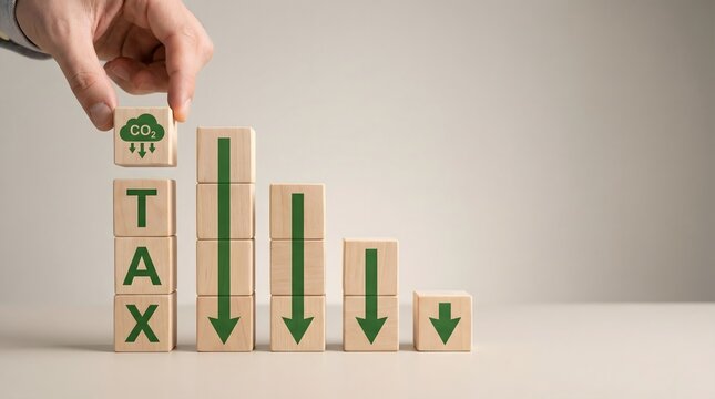 Tax reduction concept with wooden blocks