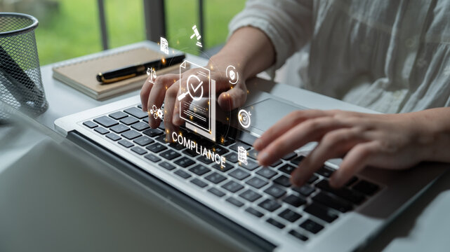 Concept of corporate compliance and risk management. Adhering to legal regulations and internal policies through systematic audits and process verification for business integrity. Fermion