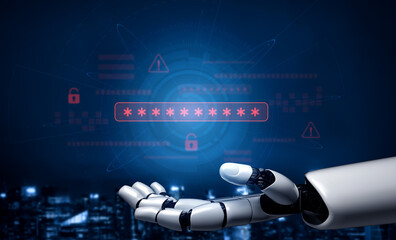 AI-generated password warning alert showing critical cybersecurity threat, password vulnerability, system risk, and data access breach visualization Vouch