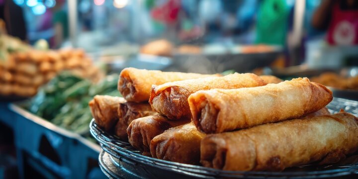 Fried rissoles filled with vermicelli, this affordable street snack is a version of similar dishes that include vegetables, meat, and eggs