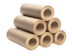 Stacked Cardboard Paper Tubes Isolated on Transparent Background