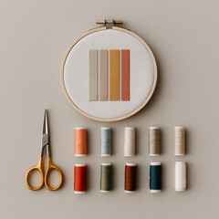 embroidery setup with pastel yarn tassels