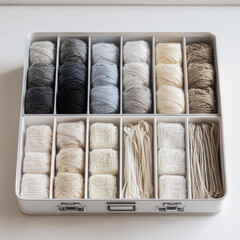 organized box of embroidery threads