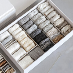 organized box of embroidery threads