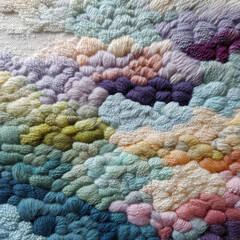 abstract textured embroidery in pastel and vibrant colors