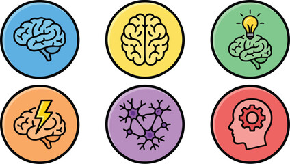 Fototapeta premium Brain Icons Representing Human Thought Processes.