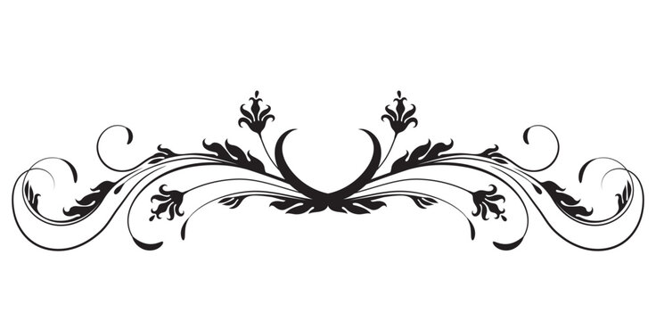 Ornament with flowers. Text divider. Decorative element for decor and text greeting or invitation card design.