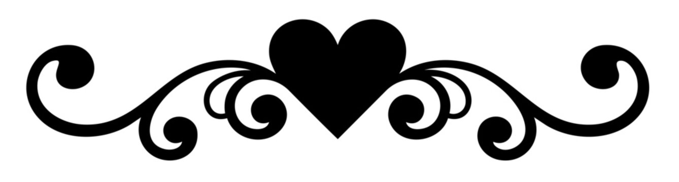 heart border divider with elegant curls