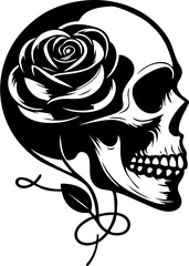 Rose Skull Silhouette.eps