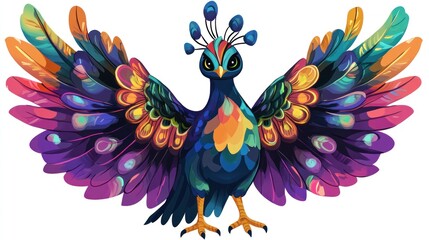 Fototapeta premium Vibrant peacock illustration with colorful feathers