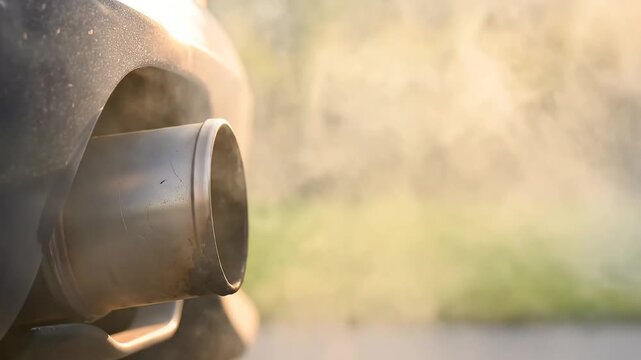 Car exhaust pipe emitting smoke