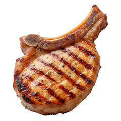 A juicy grilled pork chop isolated on transparent background