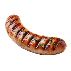 A juicy grilled sausage isolated on transparent background