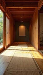 Intense training space Polished wood, tatami mats , japanese, development