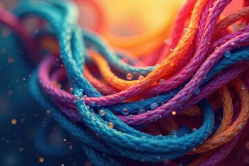 Interwoven lines, colorful abstract forms, soft focus, texture, background, tone