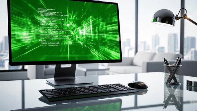 Modern office desk with computer setup