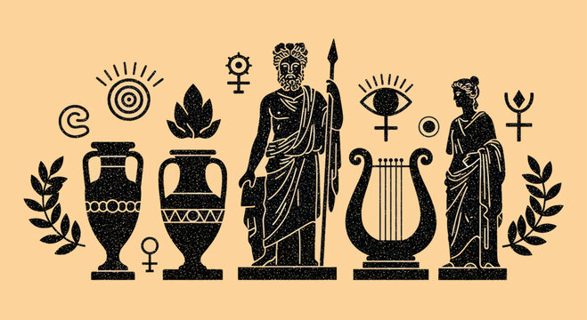 Ancient Greek Mythology and Culture Symbols.