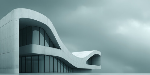 Modern Minimalist Architecture with Flowing Concrete Form
