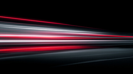 漆黒の闇を切り裂き奥行きへと加速する赤と白の鮮烈な光跡が描くスピード感あふれる背景