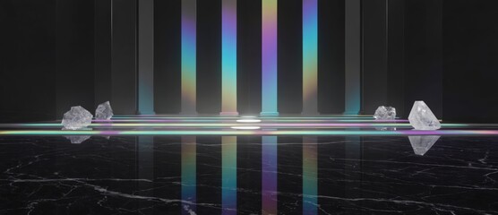 Abstract cinematic light interacting with translucent glass, featuring refined color dispersion and soft glow. Premium futuristic visual background for modern design, branding and digital projects.