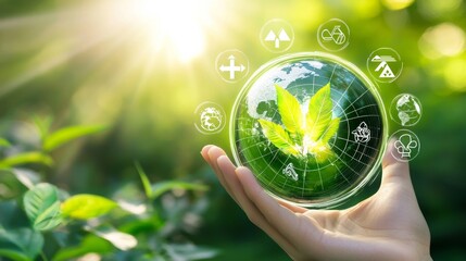 Theme illustration of global sustainable development and environmental responsibility