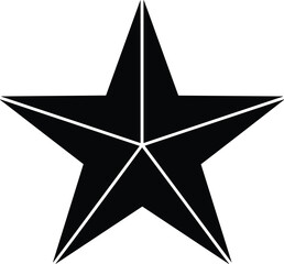 Fototapeta premium Black and white nautical star icon isolated on white background, vintage military rank symbol, rustic starburst vector illustration for patriotic logo design and decoration