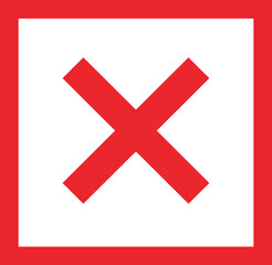 Fototapeta premium Green check mark and red cross square icon set isolated on white background for success failure approved rejected decision making and quality control signs