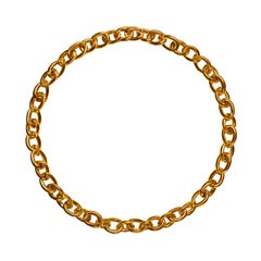 Elegant golden chain forming a circle, perfect for design and decoration projects. Add a touch of luxury and sophistication to your work with this high-quality, shiny chain element.