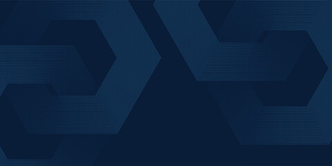 Fototapeta premium Dark Blue Geometric Hexagon Pattern Background For Tech, Business, And Modern Design