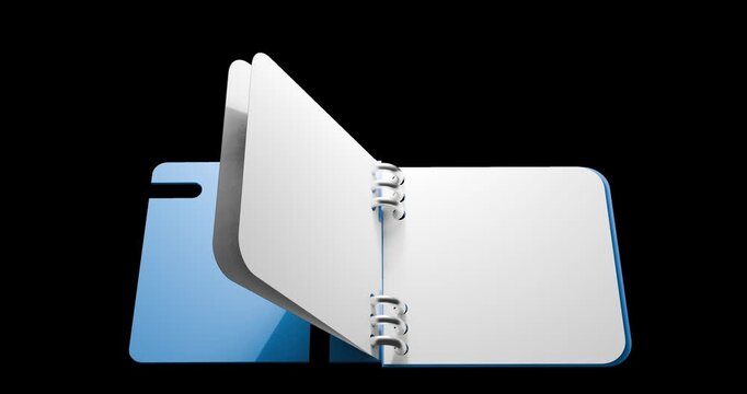 3d render blank note animation on transparent background