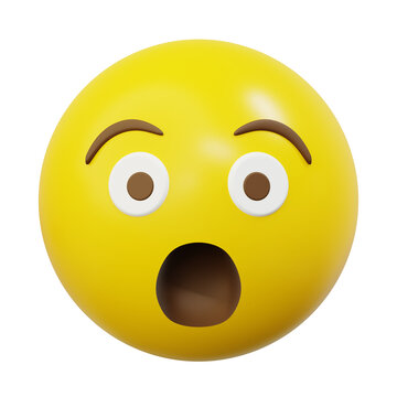3d Emoticon or Smiley Shocked or Suprised Gesture Yellow Ball Emoji Isolated for Boost Engagement for Social Media, Messaging Apps, Marketing Content, and User Interface Design