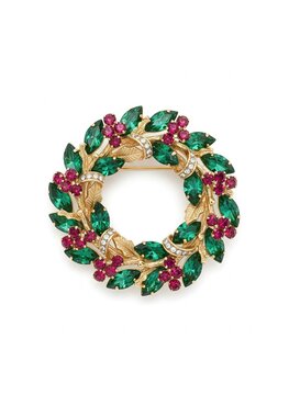 Emerald and Ruby Wreath Brooch.